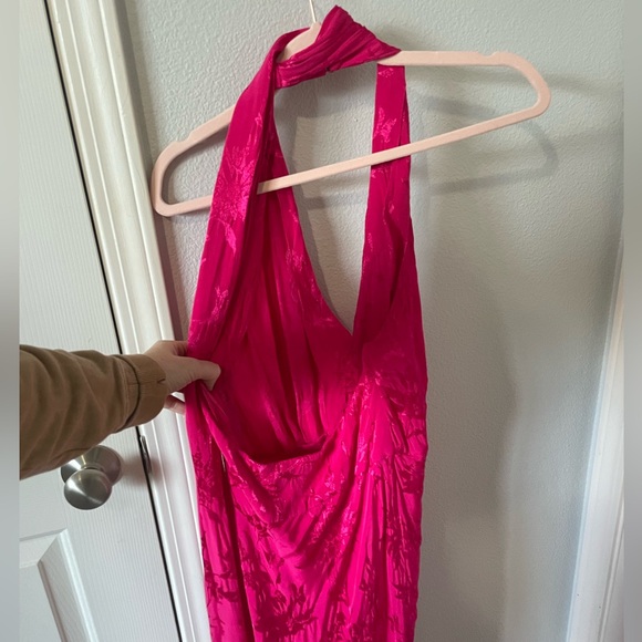 Zara JACQUARD MIDI DRESS BOW - FUCHSIA - Picture 8 of 12